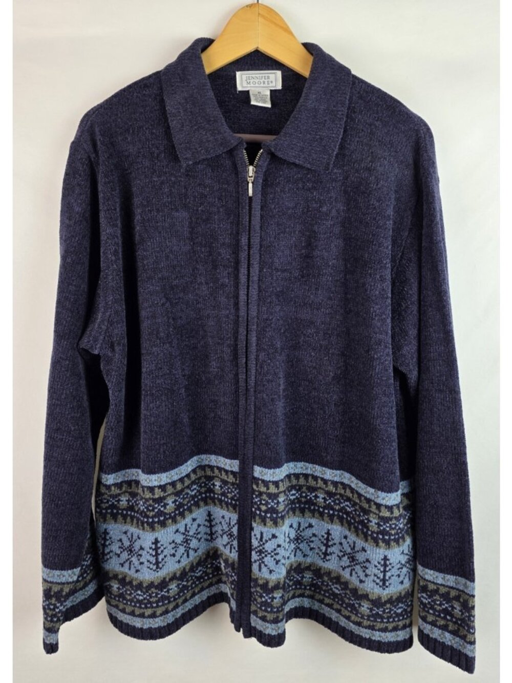 Jennifer Moore Women's Vintage Sweater Size XL Blue Cardigan Long Sleeve Top